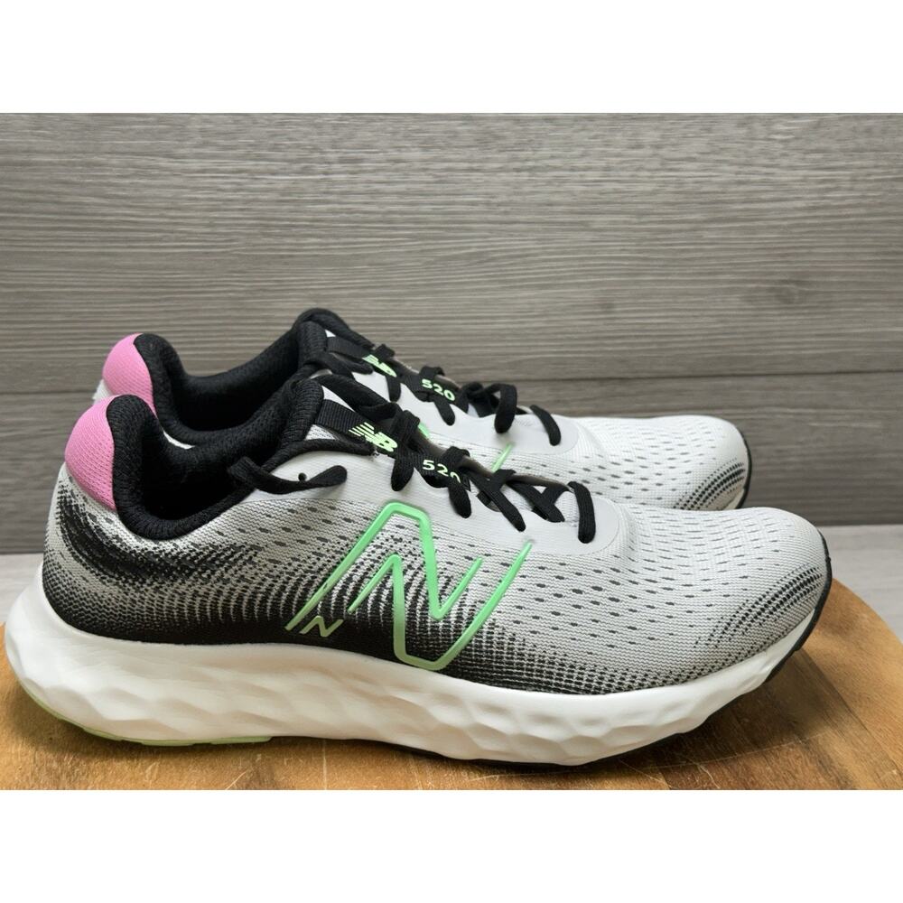 New Balance Women's Gray Black Pink Athletic Running Shoes with Green Logo